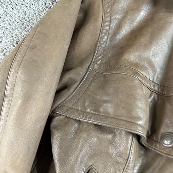 VINTAGE Reeds Sportswear Leather Jacket Mens 46R Brown Soft Leather Bomber - Picture 6 of 16